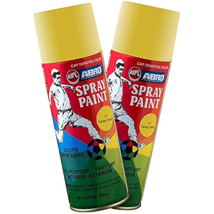 Abro SP-41 MULTIPURPOSE COLOUR SPRAY PAINT CAN FOR CARS AND BIKES (400ML, CANARY YELLOW, 2 PCS) - Image 1